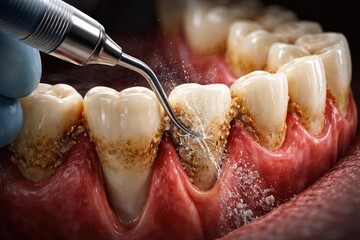 Clear depiction of dental root planing and scaling procedures in periodontal care
