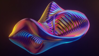 abstract design wavy holographic shape 3d render