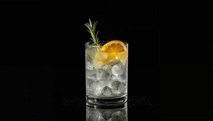 Citrus slices and rosemary adorn a gin tonic, focusing on botanical flavor enhancement, Earth Day
