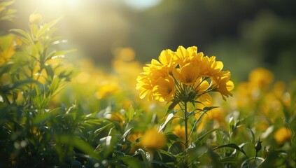 Close-up of yellow flowers with a focus on vibrant petals, utilized as a natural UI backdrop, Earth Day