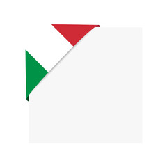Italian Flag Folded Corner Ribbon on Transparent Background. Flag of Italy.