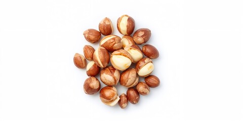 Obraz premium Macadamia nuts displayed on a rustic surface, highlighting their natural, unprocessed state for food and nutrition