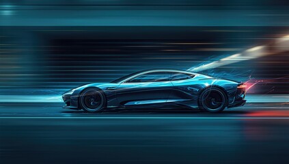 Obraz premium Side profile of a high-performance luxury car highlighting streamlined contours and advanced engineering