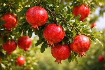Obraz premium Close up of a fruit laden pomegranate tree branch