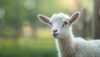 Obraz premium Close-up of a goat's face highlighting detailed features, ideal for wildlife educational materials, World Animal Day
