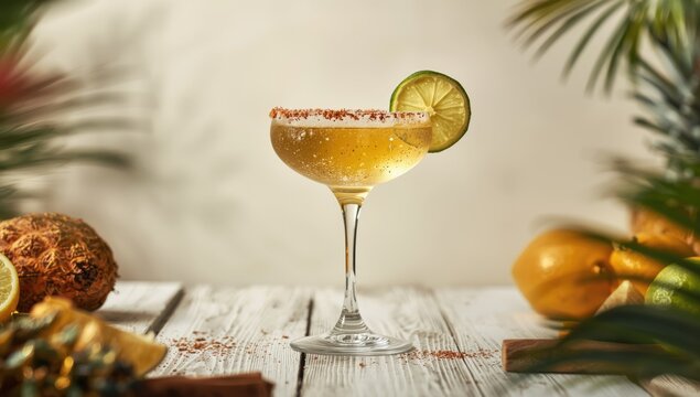 Golden tequila infused with red orange and cinnamon, set against a light white background for tasting notes