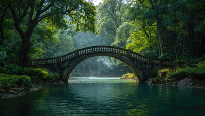 Fototapeta premium Tropical rainforest scene with vibrant plant life, serving as a natural climate regulator