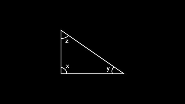 White triangle with angles labeled xyz on black background