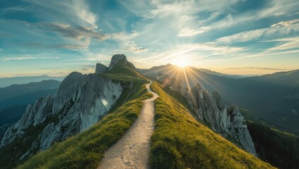 Difficult ridge and white limestone peaks in Romania's Piatra Craiului mountains, highlighting geological features, Earth Day