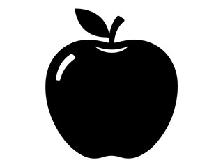 Apple Fruit Silhouette Icon with Leaf Healthy Food Symbol