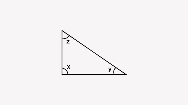 White triangle with angles labeled xyz on light gray background