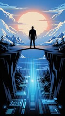 Businessman Bridges Nature to Digital Future Below