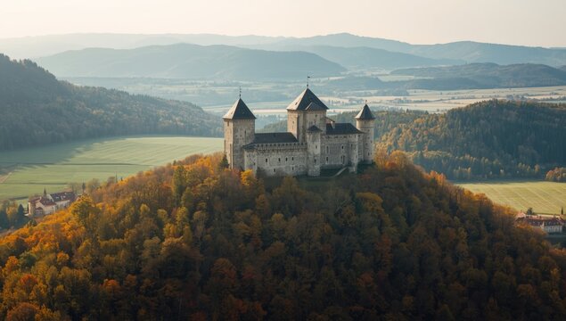 Somoska castle on Slovakia Hungarian border, an ancient stone structure amidst rolling hills, emphasizing heritage and conservation