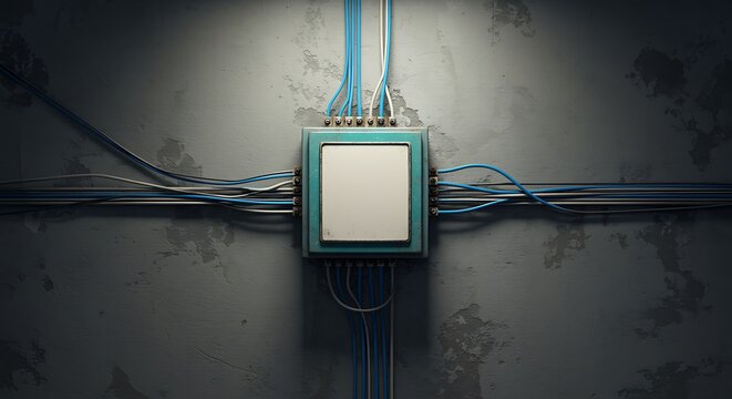 Technology Hub with Wires and Circuit - Powered by Adobe