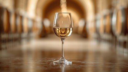 White wine glass on a neutral surface, ideal for UI backdrop or presentation templates