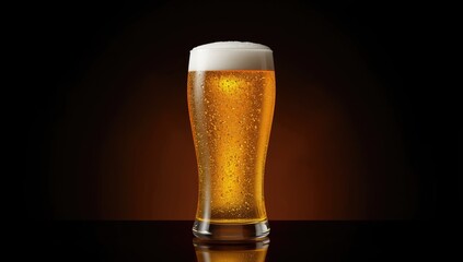 A glass of light beer with a dark backdrop, used for editorial header backgrounds or UI design
