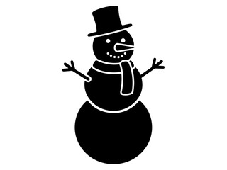 Snowman Silhouette Icon Winter Holiday Christmas Character Symbol
