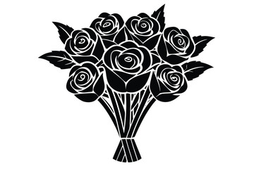 rose bouquet  vector icon silhouette