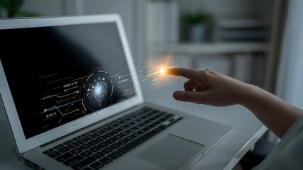 AI artificial intelligence with digital brain and connected data circuit. AI core processes data, AI core drives intelligence, enables connection, and AI core powers smart digital systems. Latch