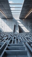 Modern Industrial Maze Leading to an Open Sky