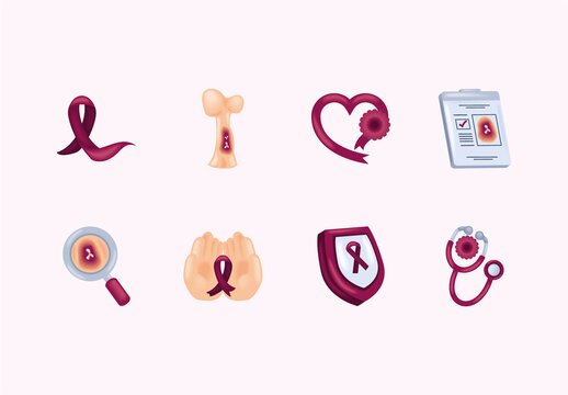 Colorful Multiple Myeloma Cancer Awareness Illustrations Set