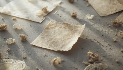 Close-up of paper samples for artistic or business use, background for layout or text, neutral tone, no event