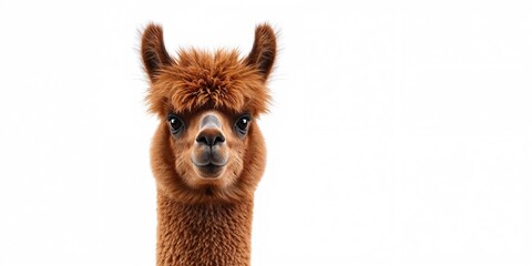 Obraz premium Close-up of a brown alpaca with dense fleece, highlighting fiber quality for wool processing, World Wool Day