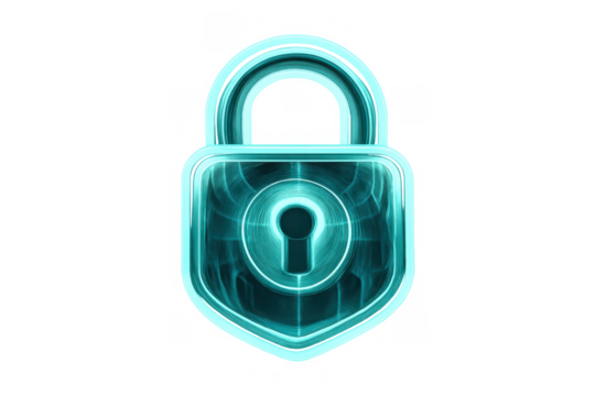 Digital glowing padlock icon symbolizing cybersecurity, data protection, and online privacy with a transparent background - Powered by Adobe