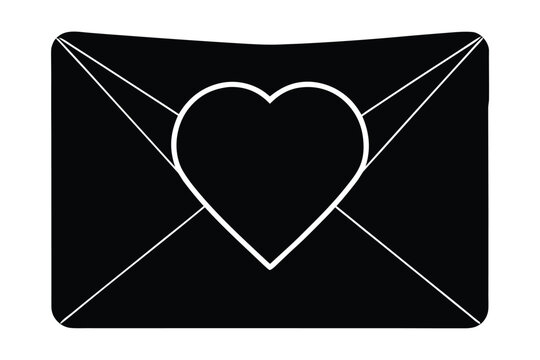 envelope with heartvector icon silhouette illustra