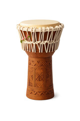 Exquisite Handcrafted Drum with Intricate Carvings and Textured Surface, Perfect for African Music and Cultural Performances