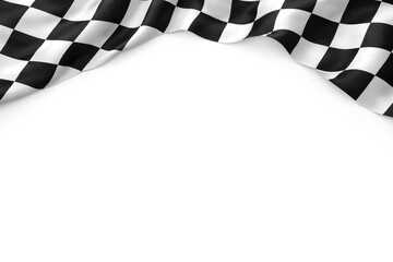 Close shot of black and white racing checkered flag with blank white area for text or graphics