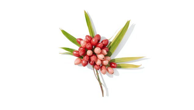 Karonda fruits and leaves isolated on white background, used as natural decorative elements for craft projects