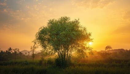 Sunset lighting over a scenic vista, highlighting the tranquil atmosphere and time of day