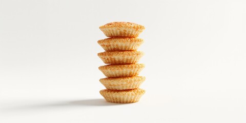 Crispy pastry shell stacks arranged on a white surface, used for food styling or recipe photography