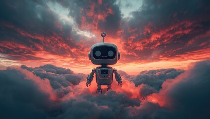 Animated mascot with a dark cloud robot, serving as a safety warning symbol in industrial settings, World Safety Day