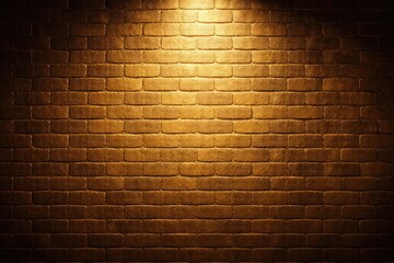 Metallic gold brick wall texture with open copy space for promotional content