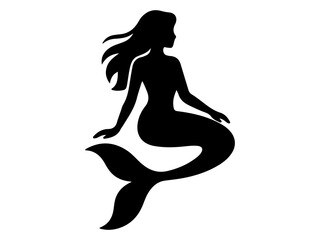 Mermaid Silhouette Icon Mythical Sea Creature Fantasy Symbol