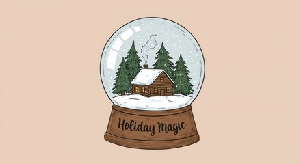 A snow globe with a cabin and trees