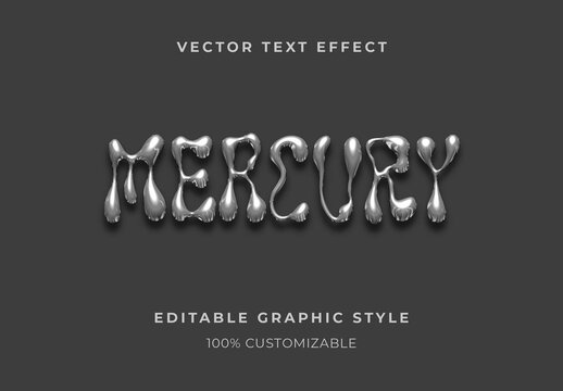Silver Chrome Glass Text Effect Dripping Metallic Liquid Font