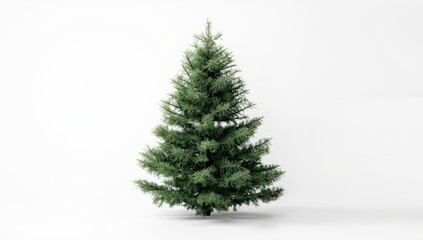 Fototapeta premium Foliage backdrop featuring a pine tree with branches on a white background, ideal for layout design