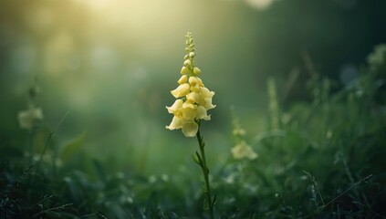 One snapdragon flower with gentle yellow petals growing in a garden, serving as a decorative element for floral arrangements
