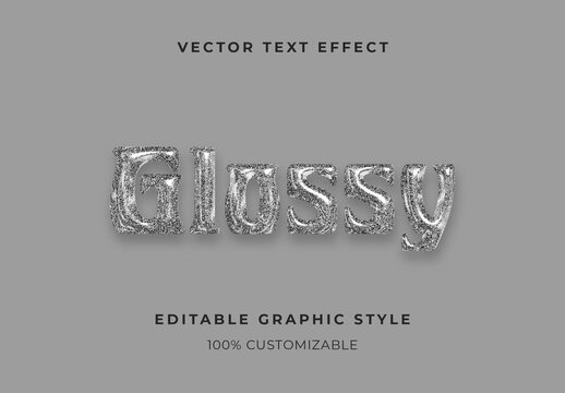 Silver Chrome Glass Text Effect Metallic Sparkle Font