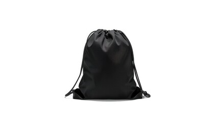 Black fabric drawstring bag shown isolated on white background, easy access and portability