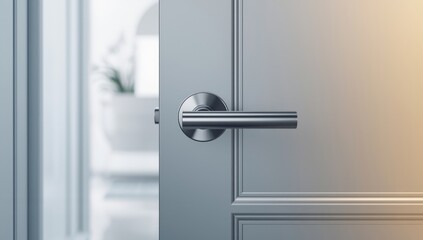 Metal door handle with sleek design and integrated lock, focusing on security and maintenance, World Security Day