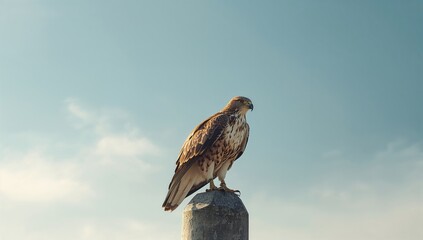 Bird with long legs resting on a concrete pillar, soaring through the sky with wings outstretched, highlighting avian flight skills