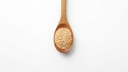 Wooden cooking utensil with buckwheat seeds, highlighting traditional food preparation tools, Earth Day