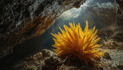 Crystalline formations in an abandoned mine, focusing on mineral deposits and natural erosion, Earth Day