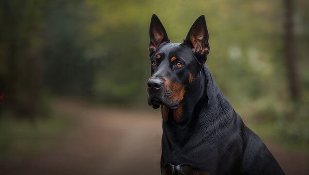 Large Beauceron breed with a muscular build in natural light, focusing on canine strength and health, animal health month