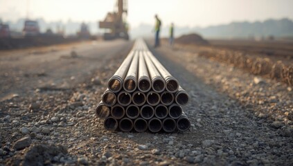 Horizontal directional drilling process, serving as a technical background for engineering presentations