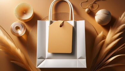 elevated elegance a pristine paper bag with a blank tag exuding sophistication and potential